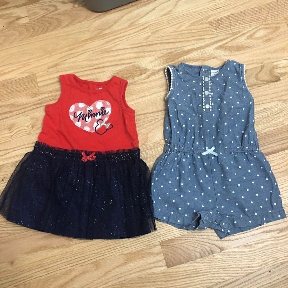 Minnie Mouse Tulle Dress & Carter’s Romper 18 mos Baby